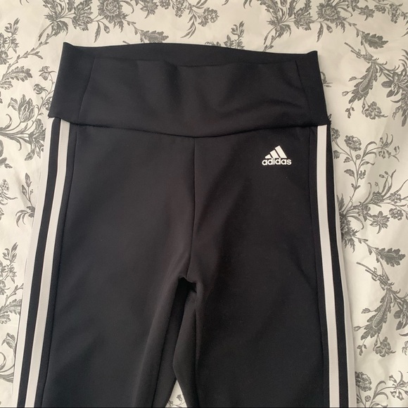 Black with White stripes Adidas Leggings - Picture 3 of 4